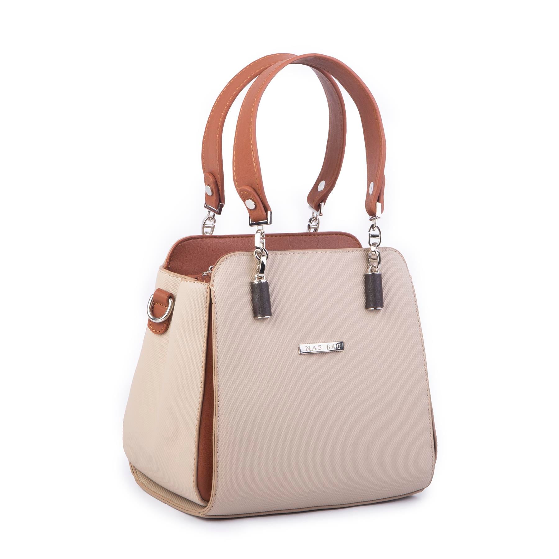 Nas Bag Kadın Sade ve Şık El ve Omuz Çantası Kum Kahve Taba   Lacst  (Ölçüsü:24x21x16)