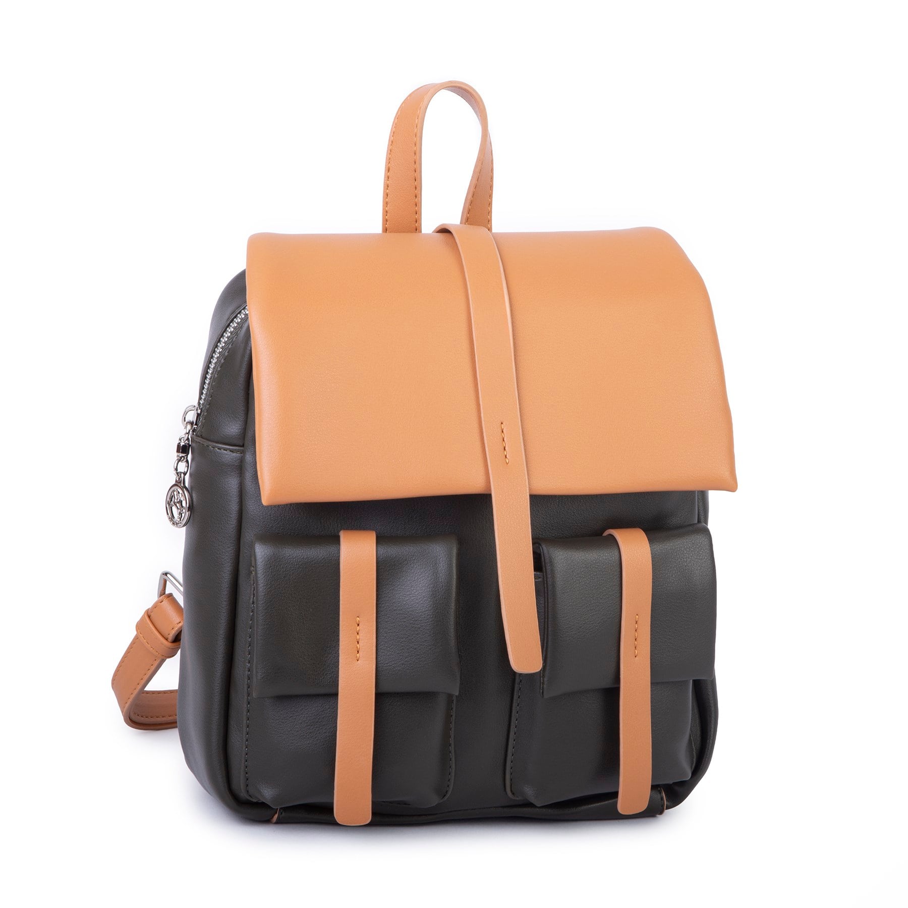 Nas Bag Kadın Şık Günlük Cepli Yumuşak Deri Sırt Çantası Haki Camel