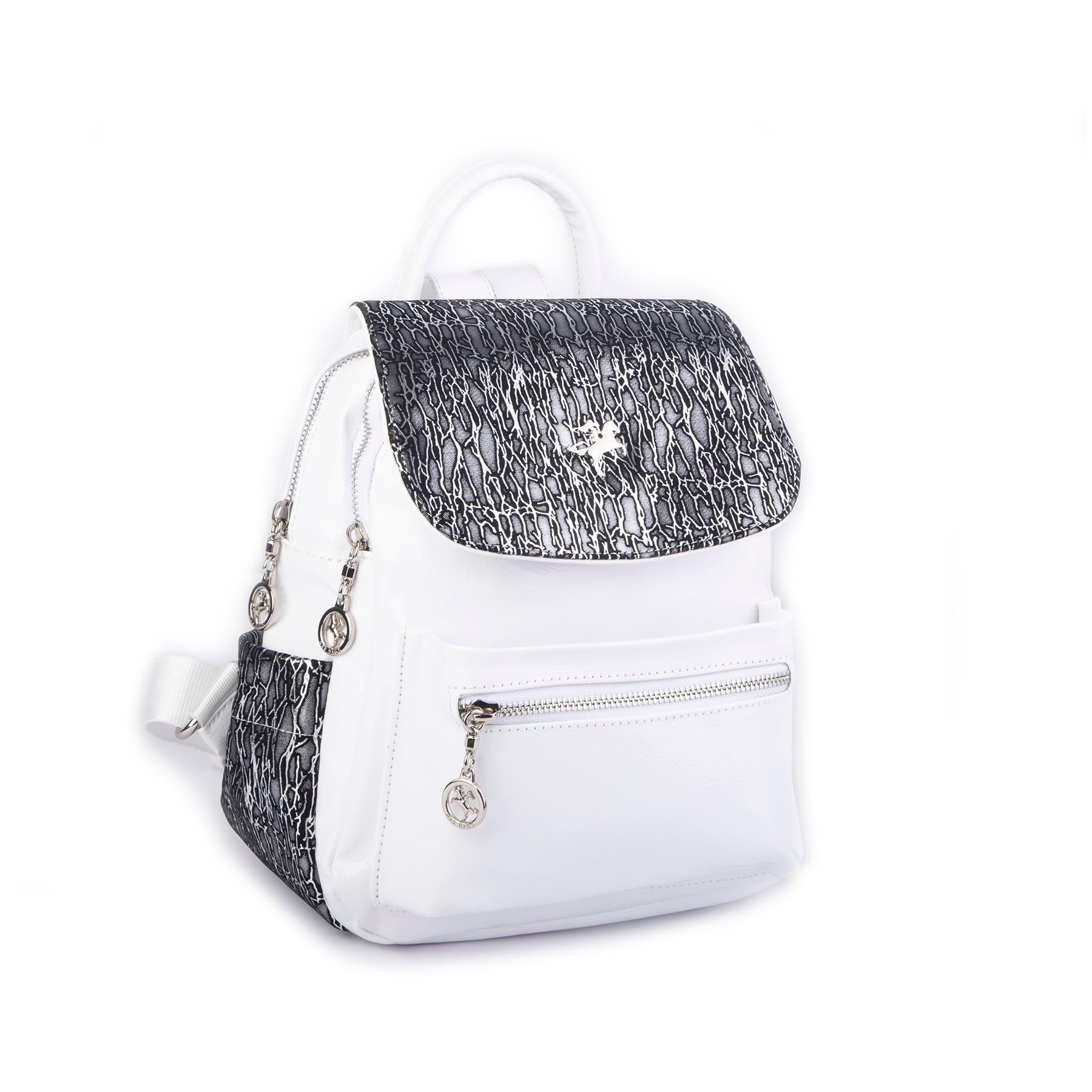 Nas Bag Kadın Sırt Çantası Çift Gözlü Spor Çanta  ( 23x26x14 cm ) Beyaz Krsk Rugan 