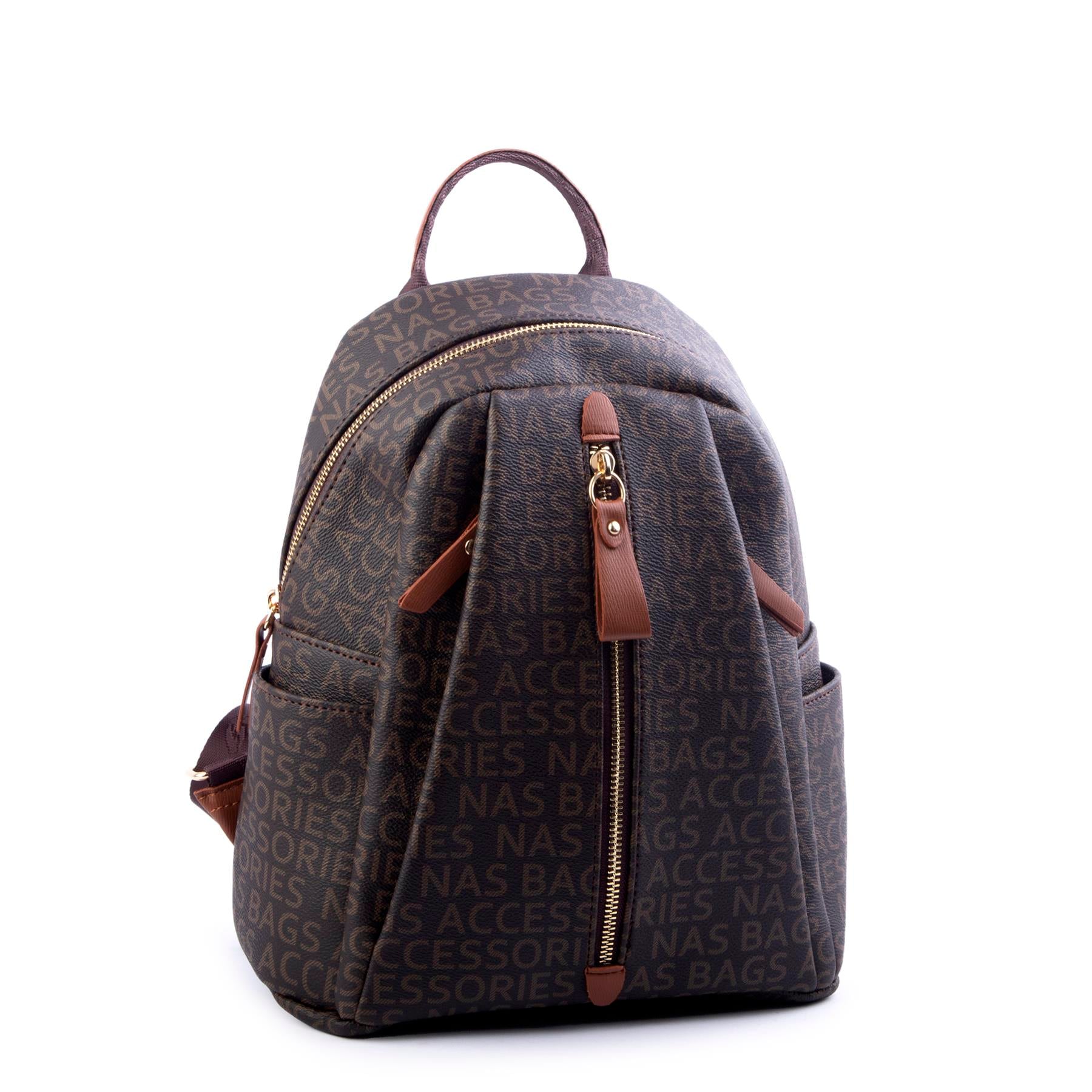 Nas Bag Kadın Sırt Çantası Kahve Taba Yazılı (en:28 ; boy:30cm)