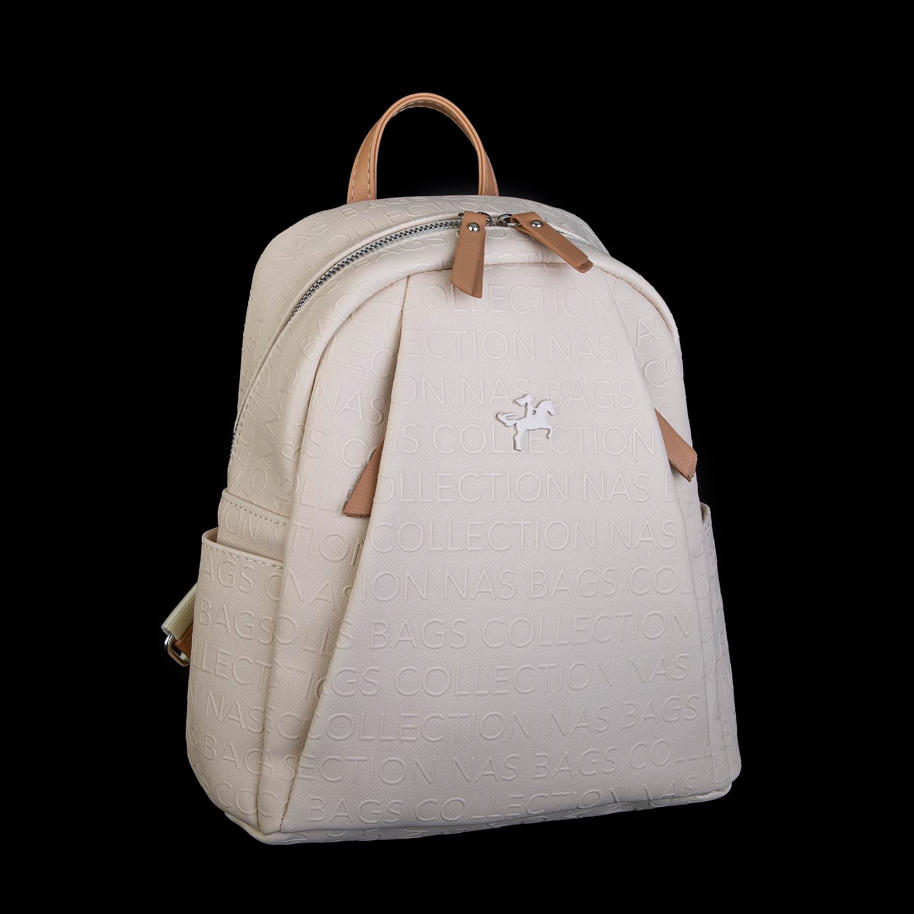 Nas Bag Kadın Sırt Çantası Krem  Camel  Gofraj