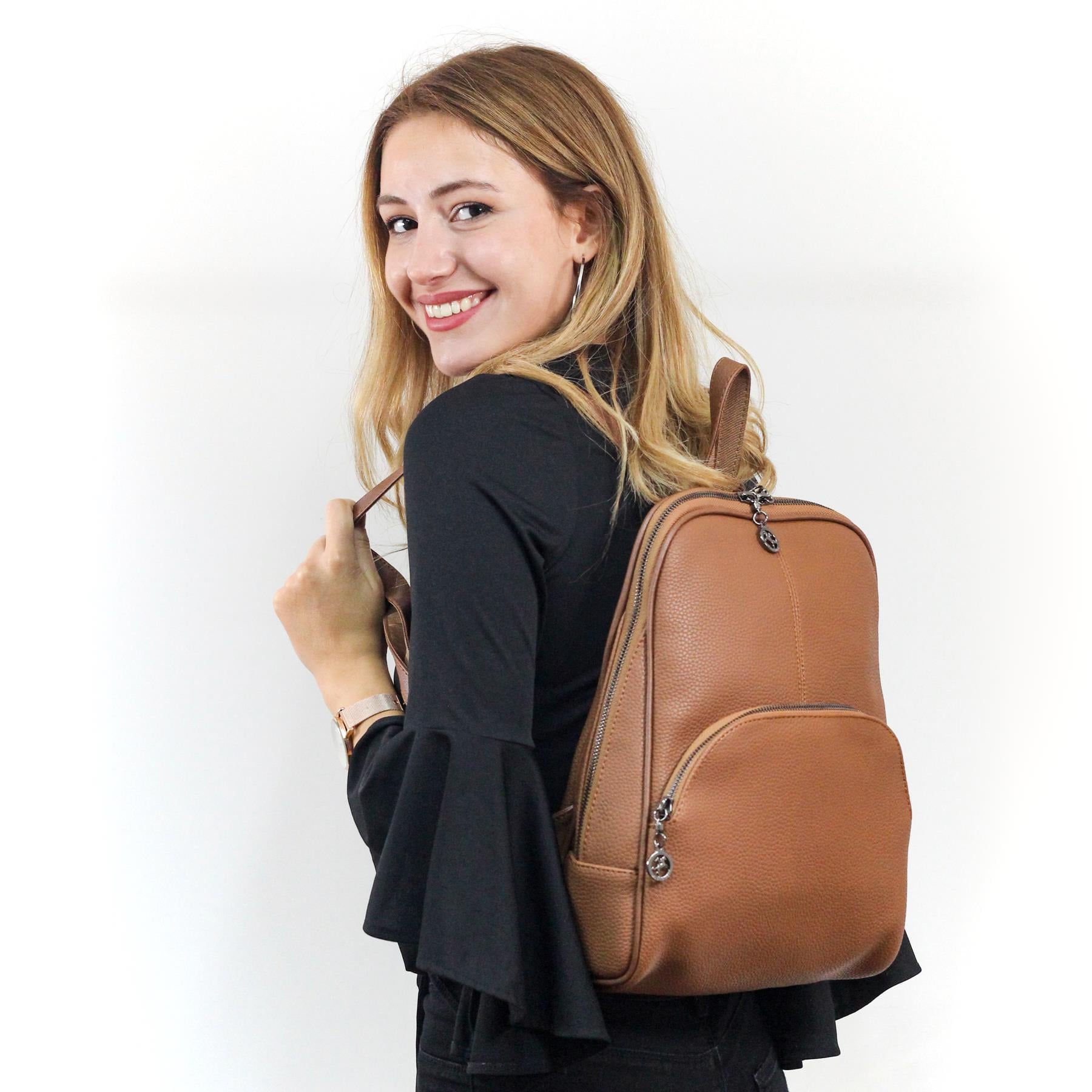 Nas Bag Kadın Sırt Çantası Orjinal Taba  Natural  (Eni :28 cm, Boyu :40cm)