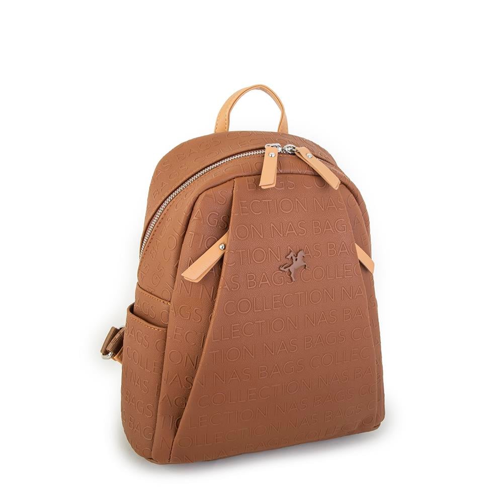 Nas Bag Kadın Sırt Çantası Taba Camel Gofraj