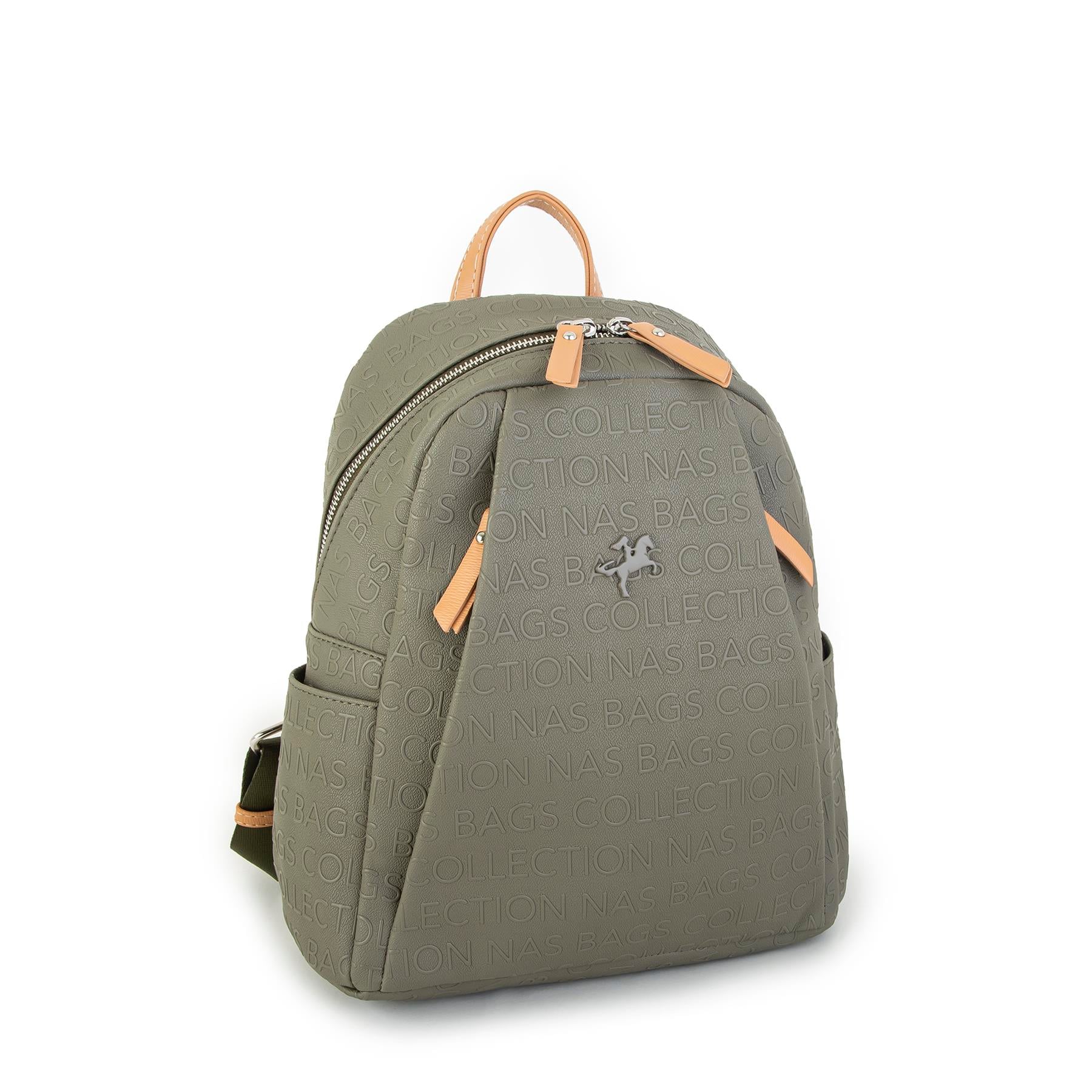 Nas Bag Kadın Sırt Çantası Yeşil Camel  Gofraj