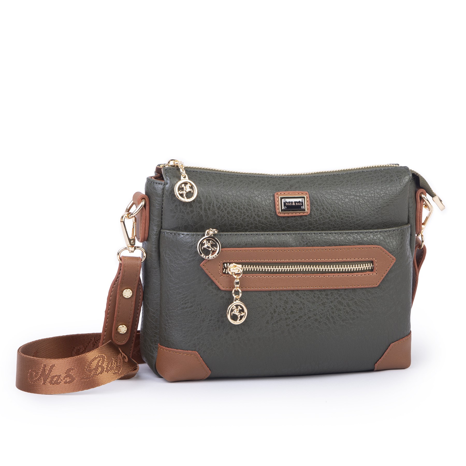 Nas Bag Kadın Spor Şık Günlük Postacı Çapraz Çanta (en 25 cm ;boy 22 cm ) Haki Taba Victoria