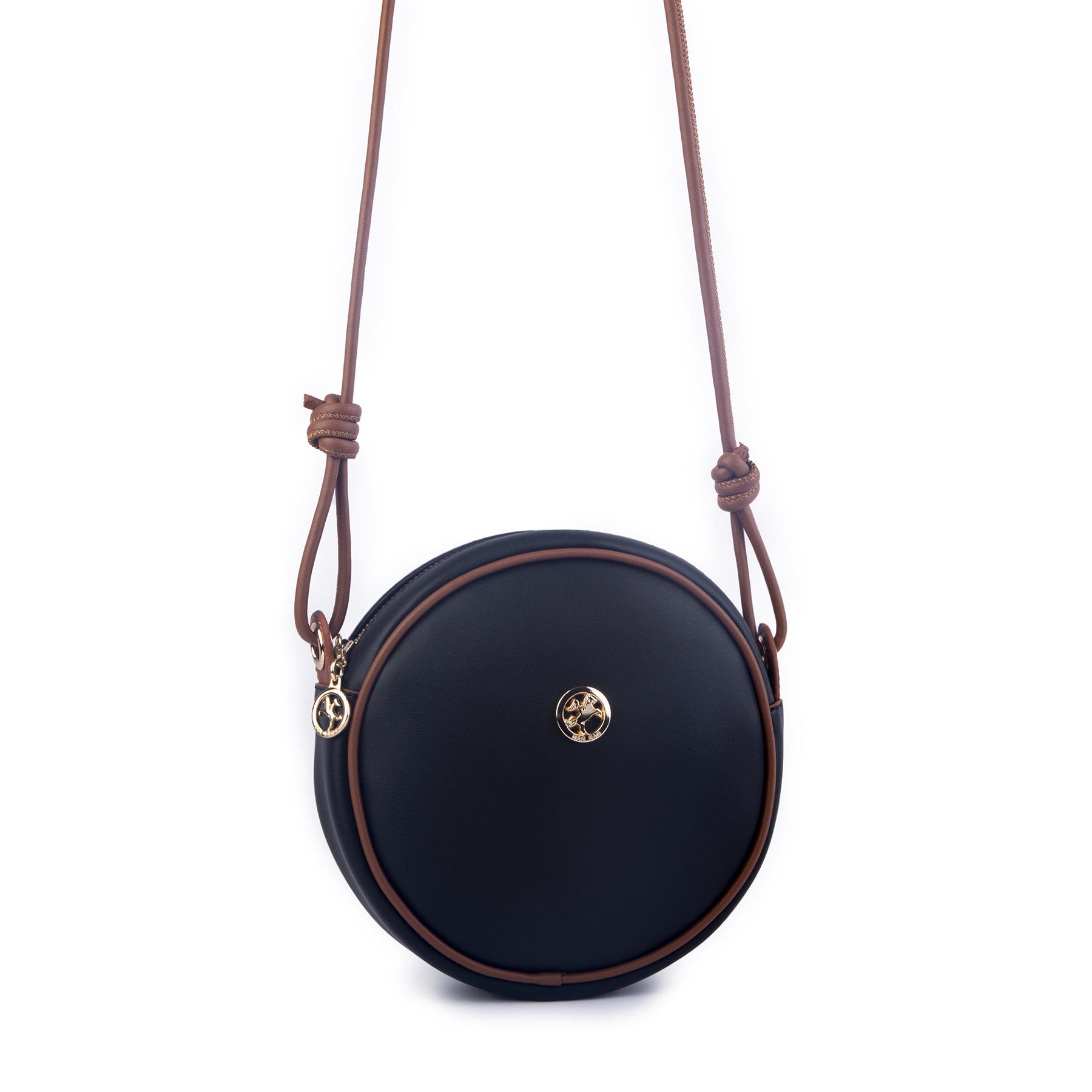 Nas Bag Kadın Yuvarlak Oval Yazlık Moda Çanta  Siyah Taba   Luna 