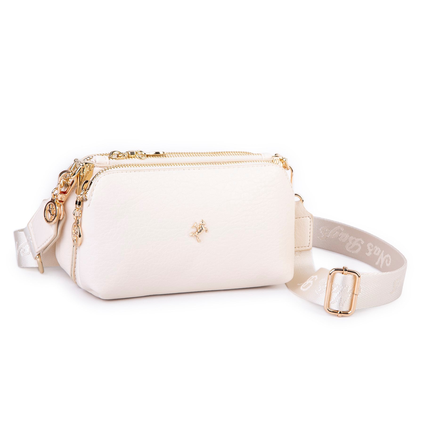 Nas Bag Mini Boy Kadın 3 Gözlü Çapraz Çanta (en 18 cm ;boy 11 cm ) Krem Victoria
