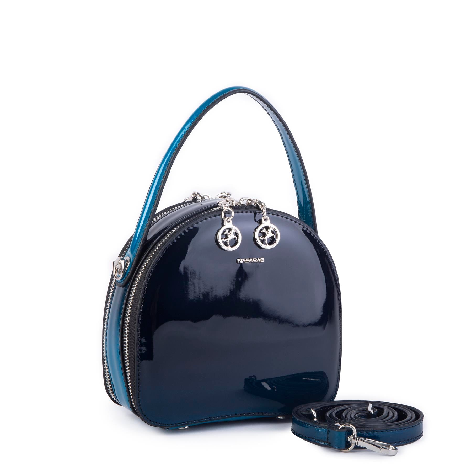 Nas Bag Mini Kadın El ve Çapraz Çanta Lacivert Dumanlı  (17x17 cm)