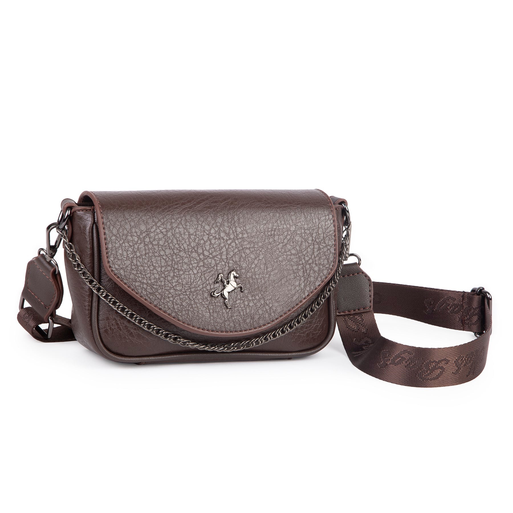Nas Bag Mini Kapaklı Çapraz Çanta (en 20 cm , boy 12 cm) Kahve Victoria