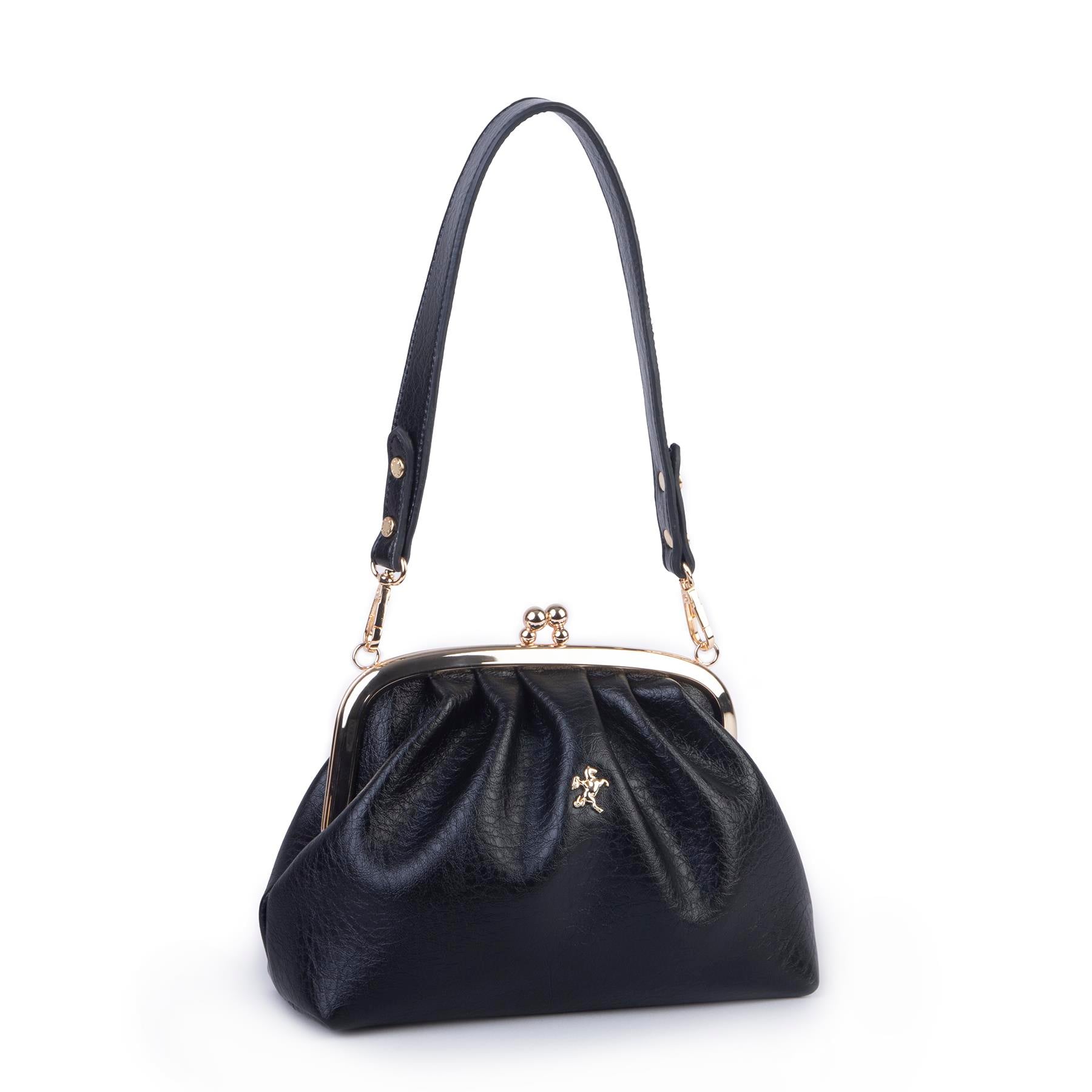 Nas Bag Mini Omuz ve Çapraz Vintage Burslu Çanta (23x15 cm)  Siyah Victoria