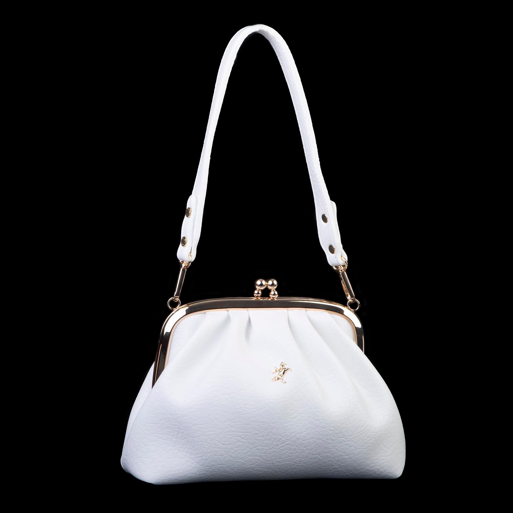 Nas Bag Mini Omuz ve Çapraz Vintage Burslu Çanta (23x15 cm)  Beyaz Victoria
