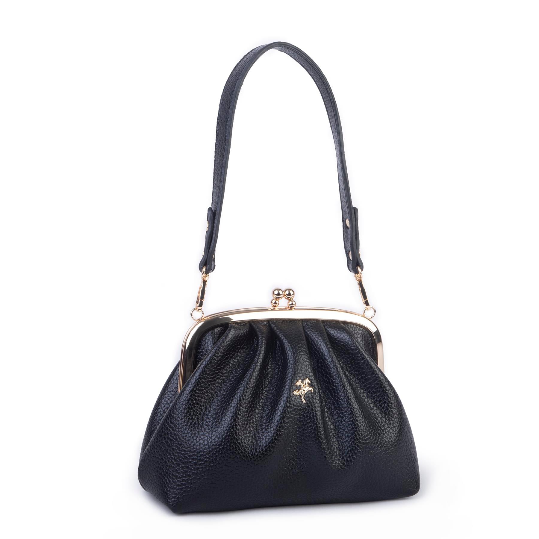 Nas Bag Mini Omuz ve Çapraz Vintage Burslu Çanta (23x15 cm)  Siyah Lopez