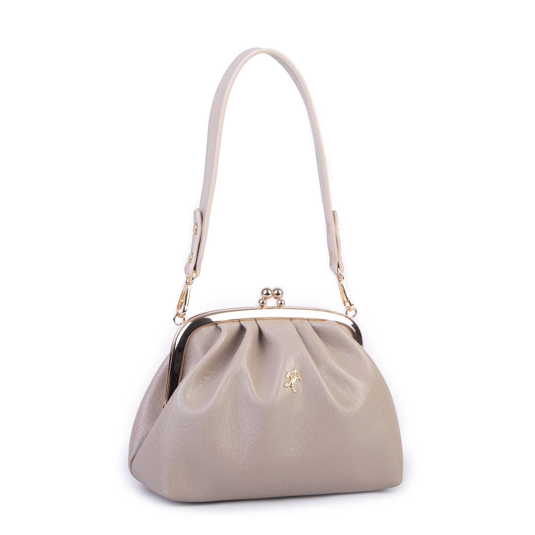 Nas Bag Mini Omuz ve Çapraz Vintage Burslu Çanta (23x15 cm)  Kum Victoria