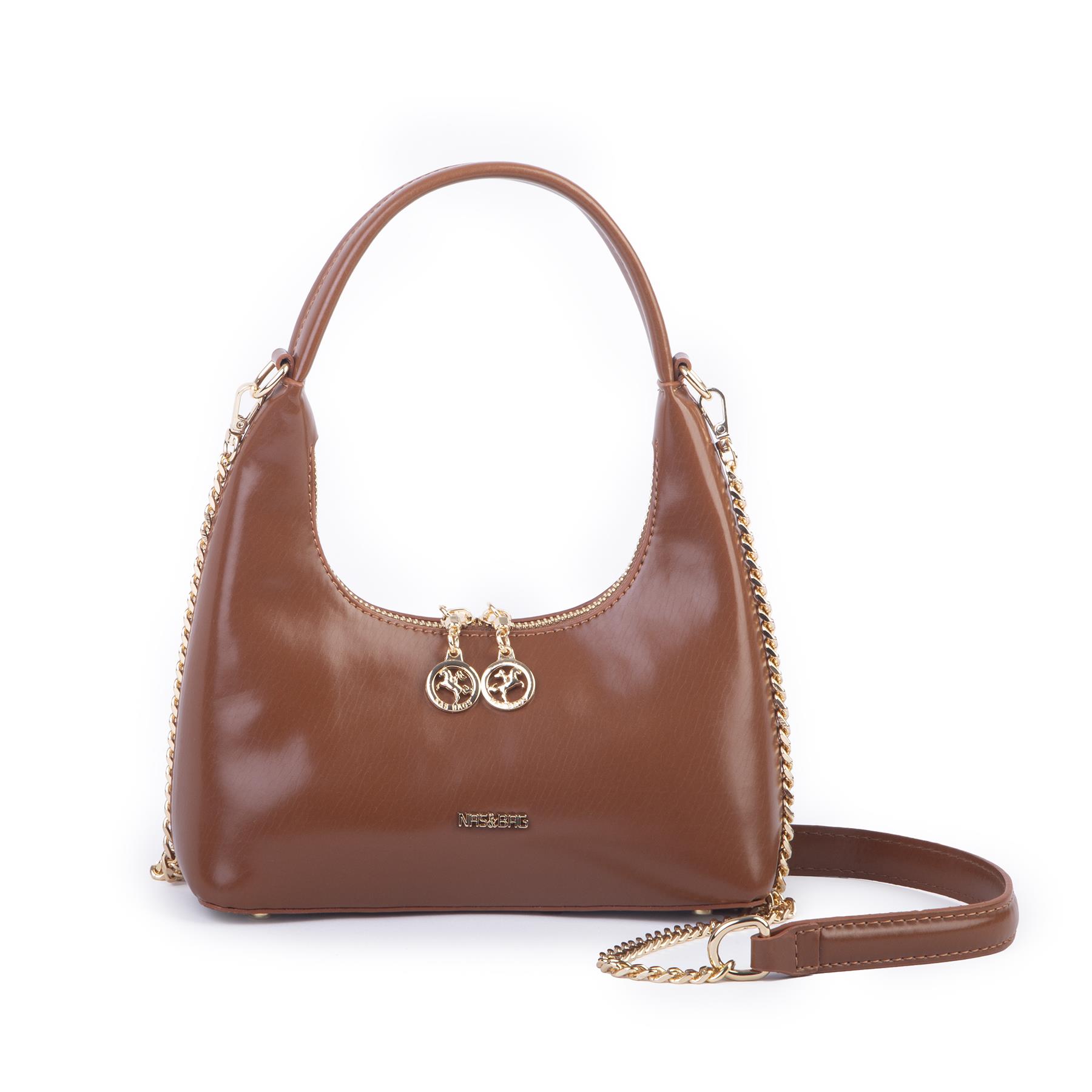 Nas Bag Mini Zincirli Omuz ve Çapraz Çanta Taba