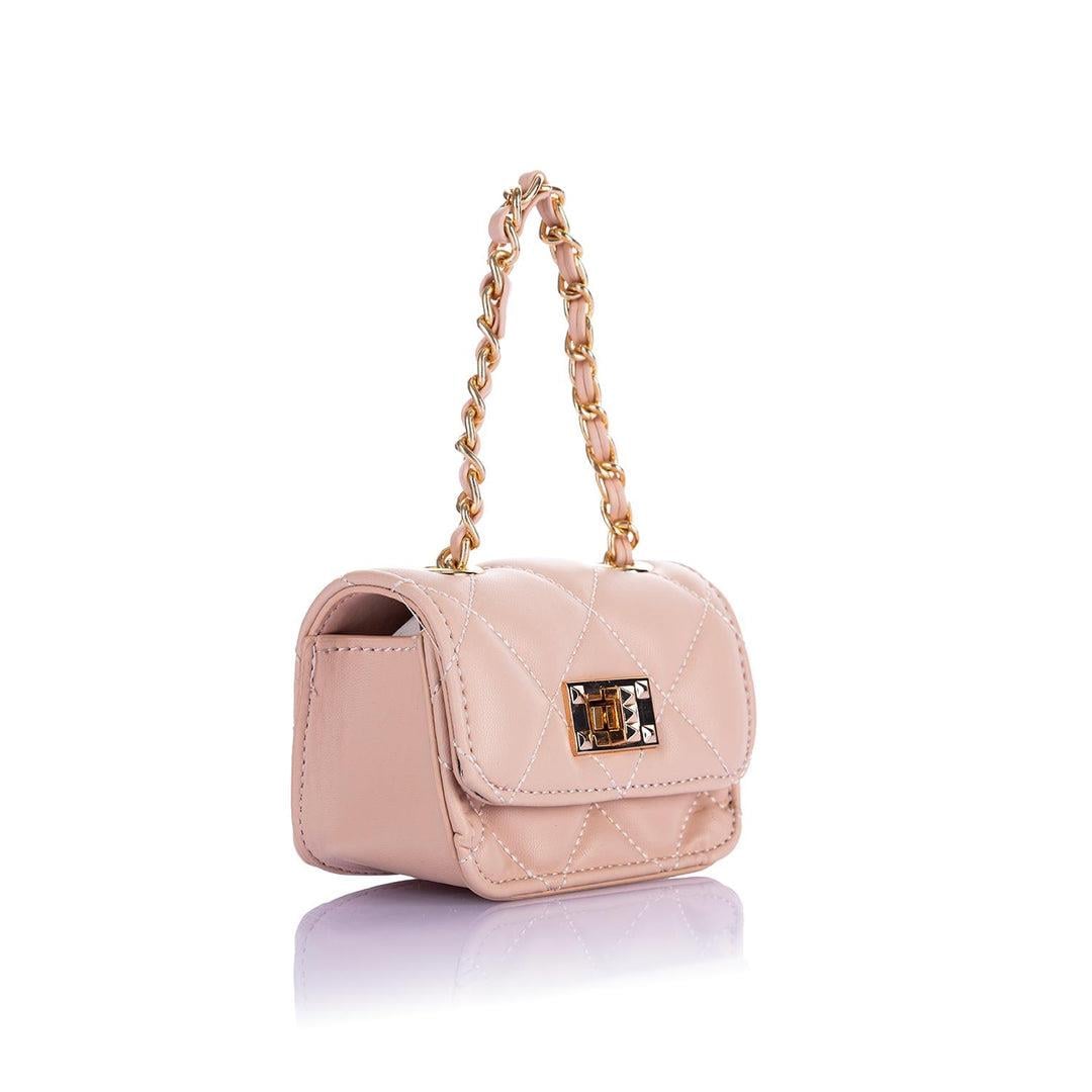 Nas Bag Orjinal Mini Çapraz Cüzdan Çanta Kapitone Zincir Detaylı Pudra  Dona