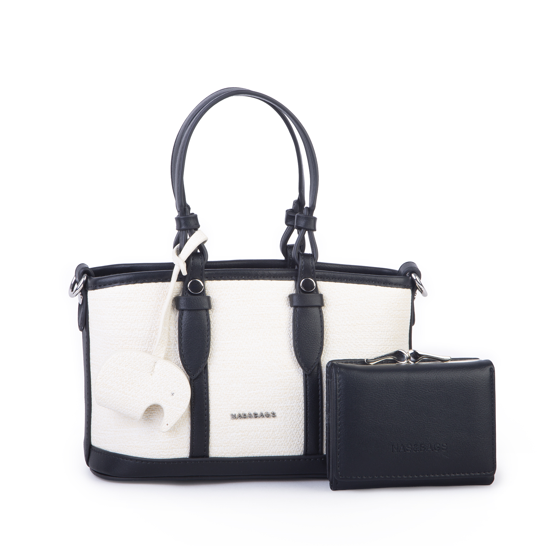 Nas Bag Premium 2 li Set El ve Çapraz Çanta ile Cüzdan Takım Siyah