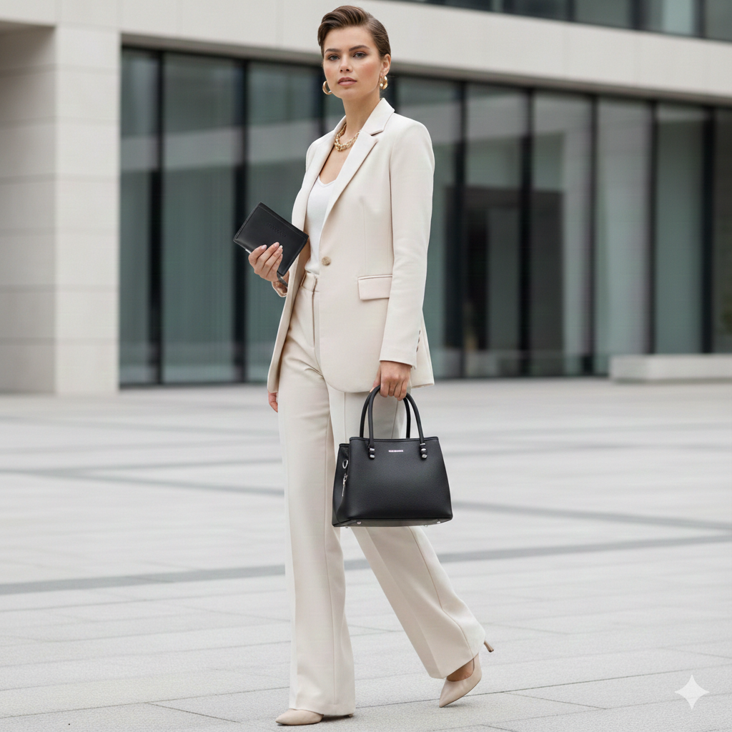Nas Bag Premium 2li set Çanta El Omuz ve Çapraz Çanta Cüzdan Siyah