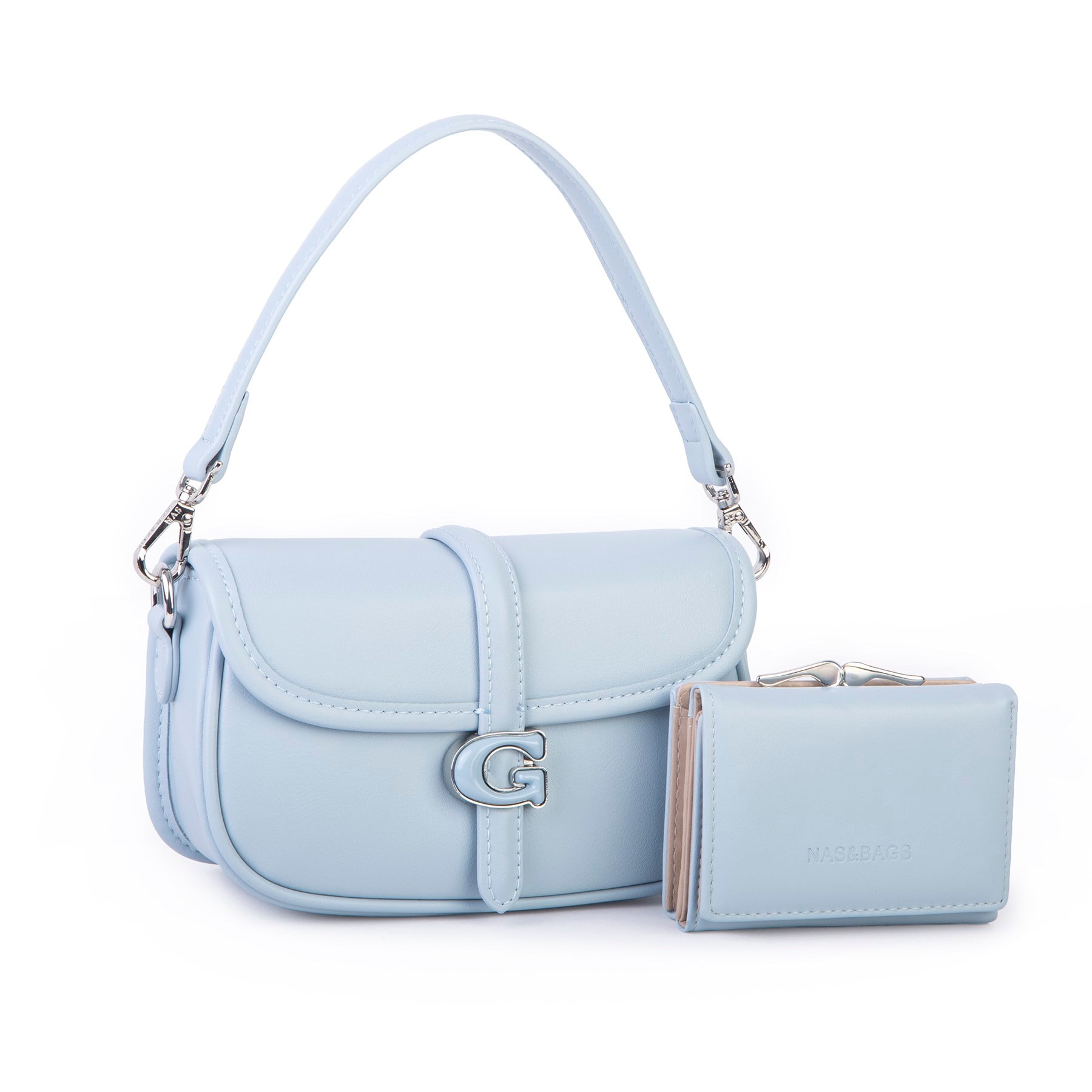 Nas Bag Premium Seri Mini 2li Set Çapraz El ve Cüzdan Seti Mavi