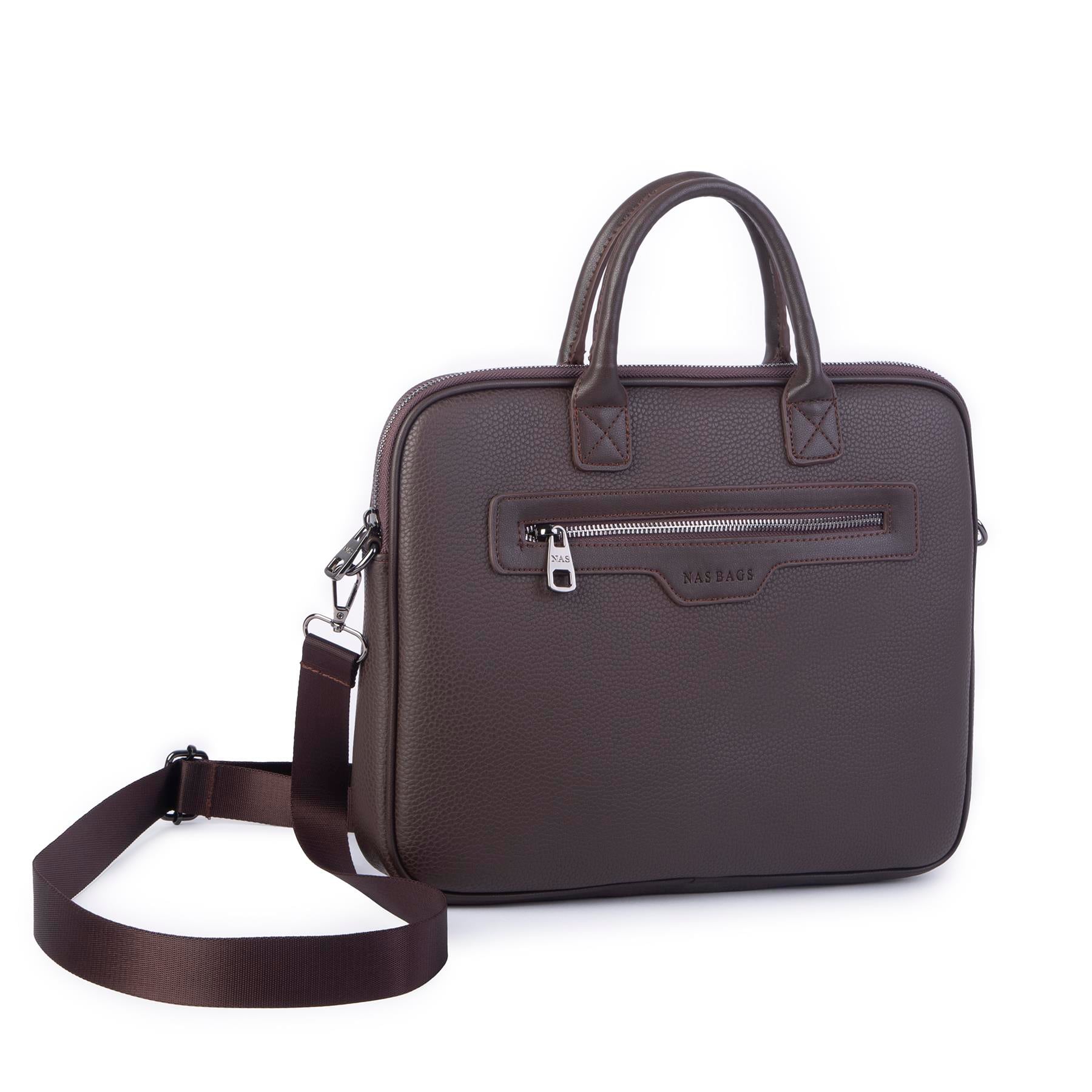 Nas Bag Unisex Business Bag Laptop ve Evrak Çantası El ve Çapraz Çanta Kahve  Belinda 