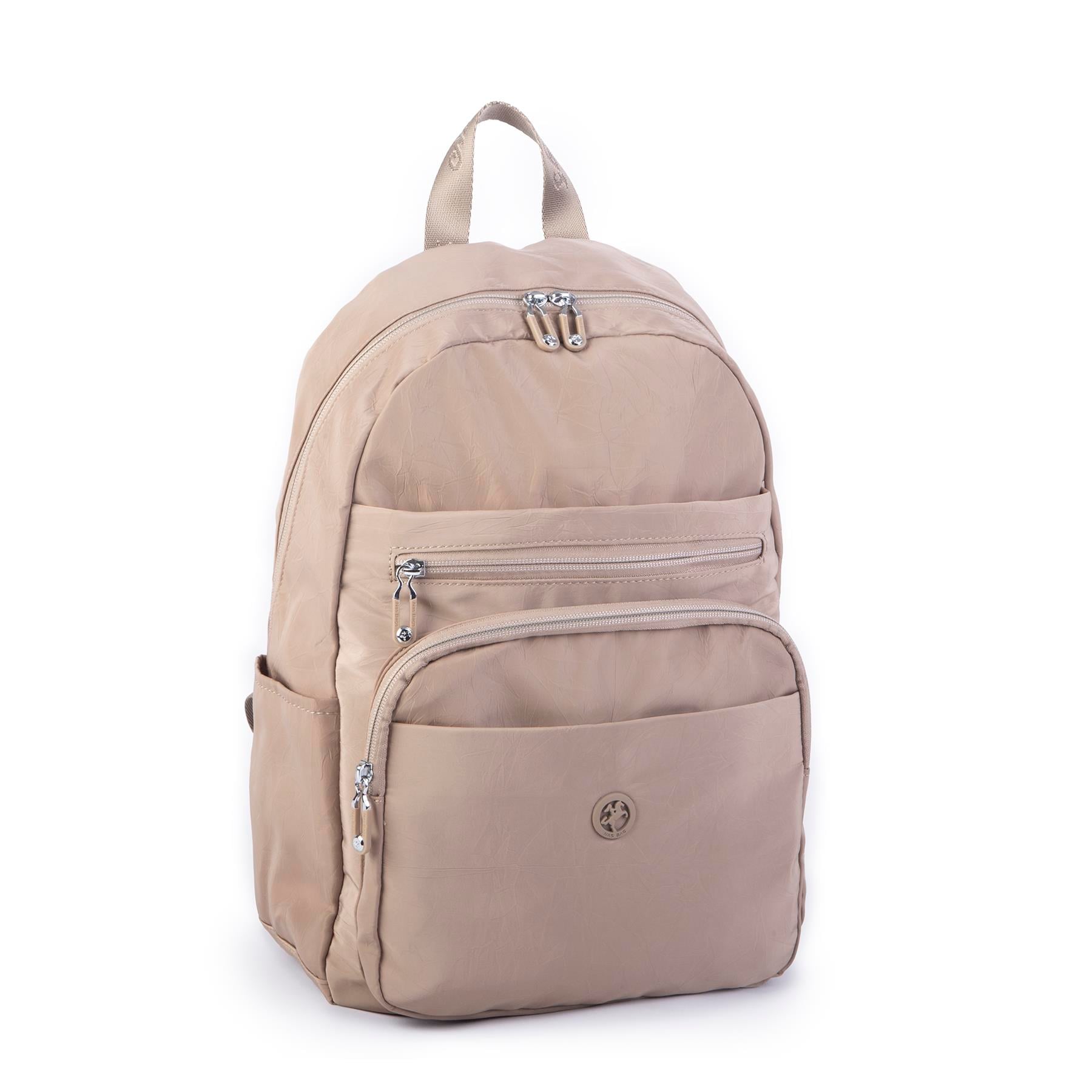 Nas Bag Unisex Büyük Boy Çok Gözlü Su Geçirmez Sırt Çantası Vizon 