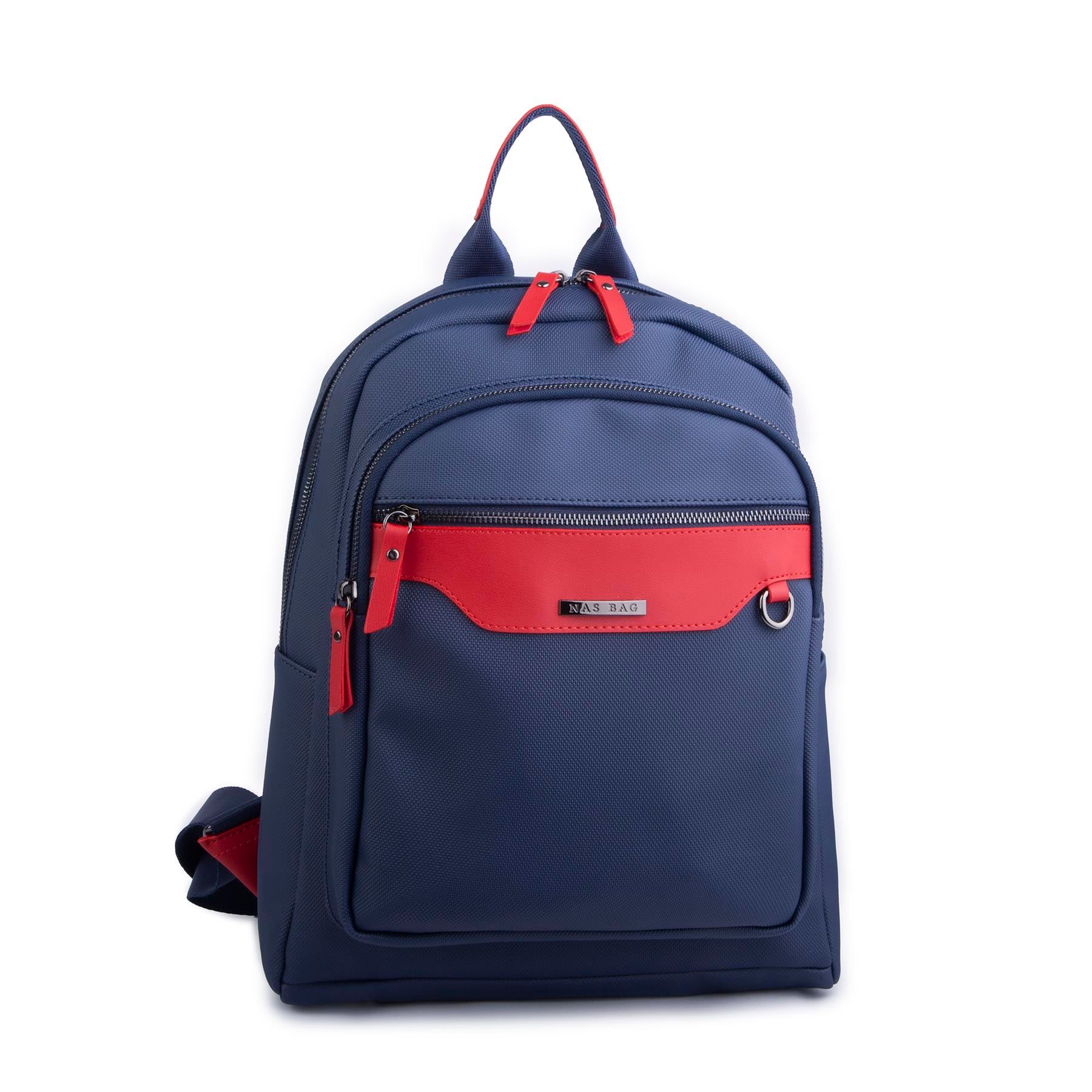 Nas Bag Unisex Büyük Boy Sırt Çantası Tablet Koruma Tasarımı Lacivert Kırmızı Lacst