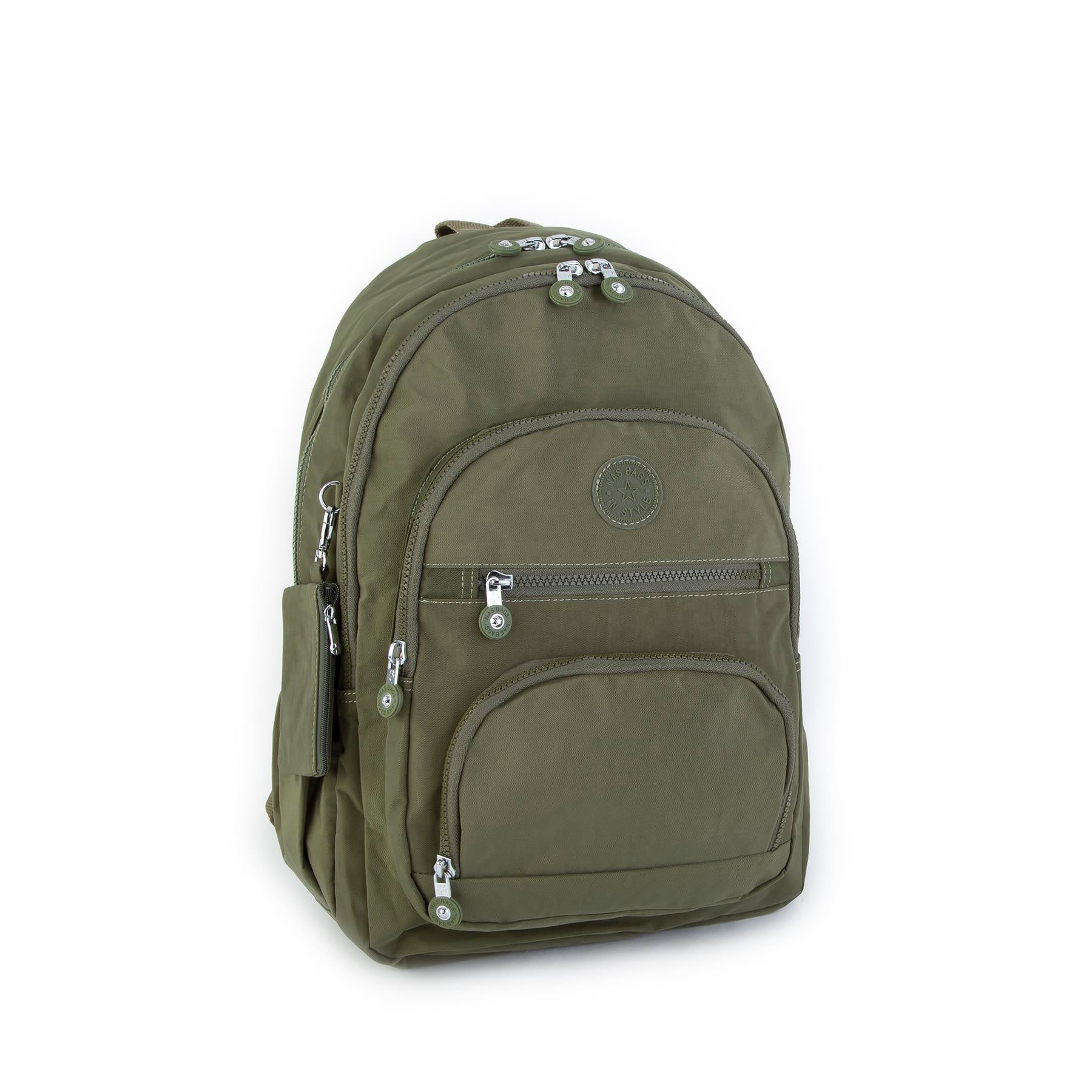 Nas Bag Unisex Su İtici Özellik Kazandırılmış Çok Gözlü Büyük Boy Sırt Çantası Koyu Yeşil
