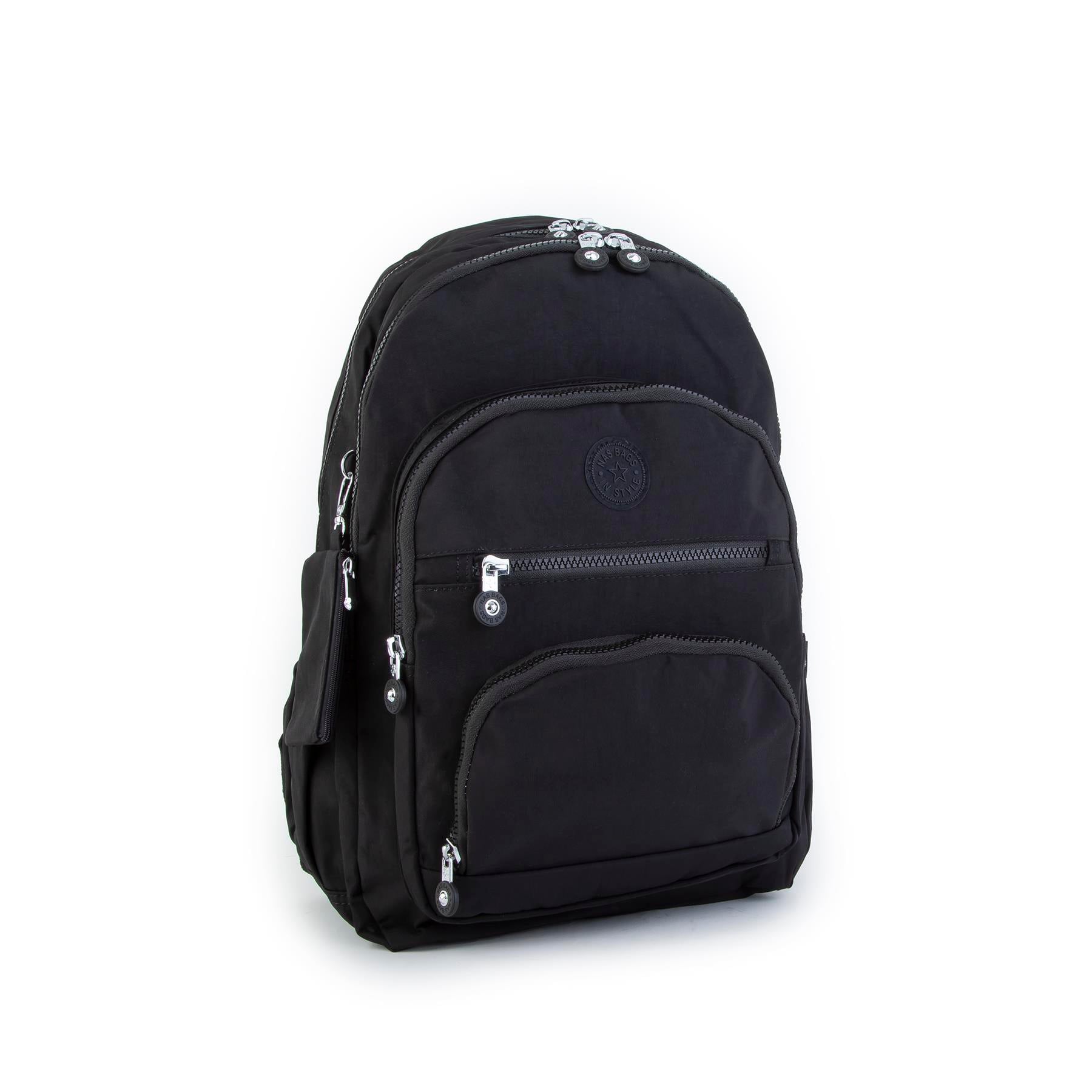 Nas Bag Unisex Su İtici Özellik Kazandırılmış Çok Gözlü Büyük Boy Sırt Çantası Siyah