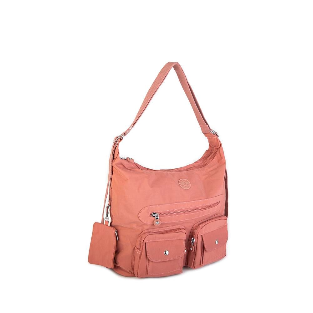 Nas Bag Unisex Zararlı Kimyasal İçermeyen Su İtici Özelliğe Sahip Omuz ve Sırt Çantası Dönüştürülebilir Tasarım  Gül Kurusu