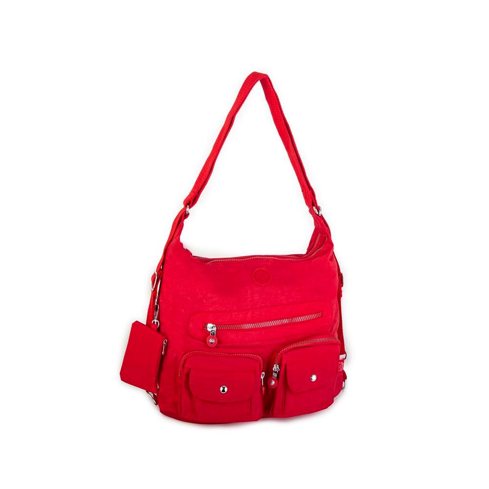 Nas Bag Unisex Zararlı Kimyasal İçermeyen Su İtici Özelliğe Sahip Omuz ve Sırt Çantası Dönüştürülebilir Tasarım  Kırmızı