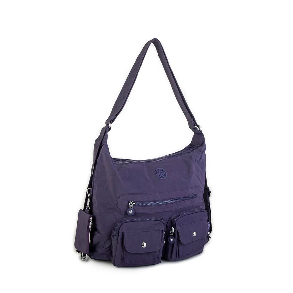 Nas Bag Unisex Zararlı Kimyasal İçermeyen Su İtici Özelliğe Sahip Omuz ve Sırt Çantası Dönüştürülebilir Tasarım  Koyu Mor