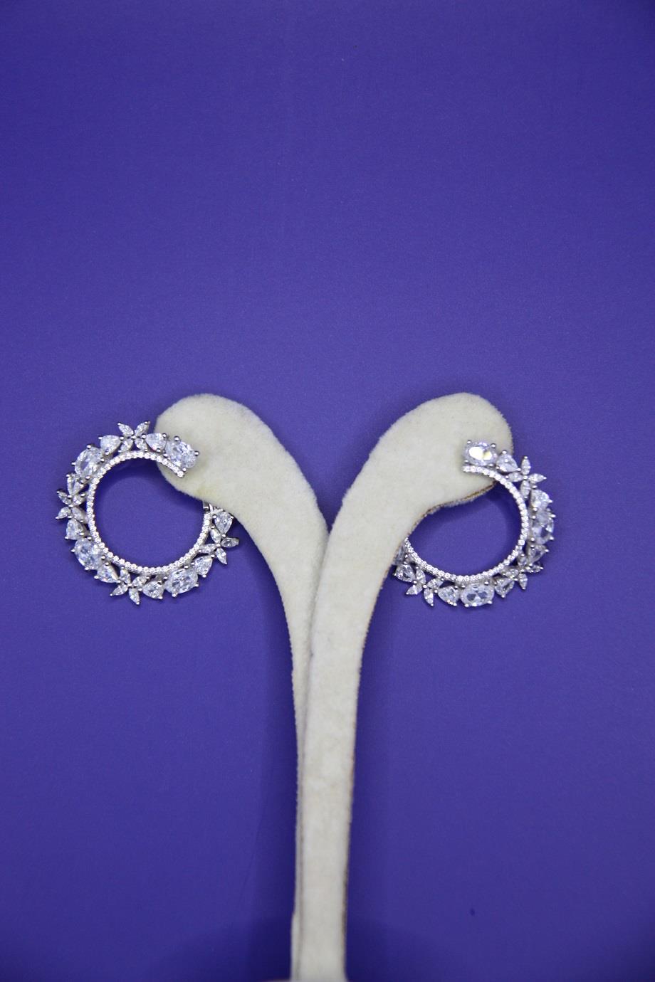 Circle of Bright Flowers Sterling Silver Hoop Earrings 