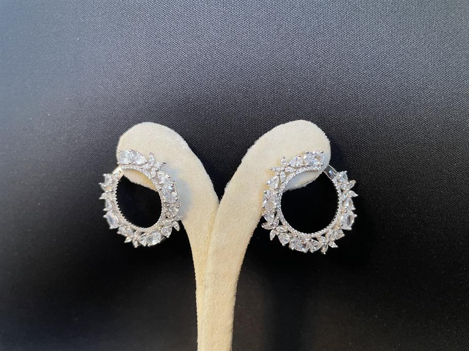 Circle of Bright Flowers Sterling Silver Hoop Earrings 