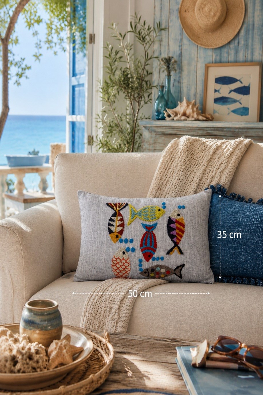 Colourful Sea of Dubai Handmade Cushion Cover