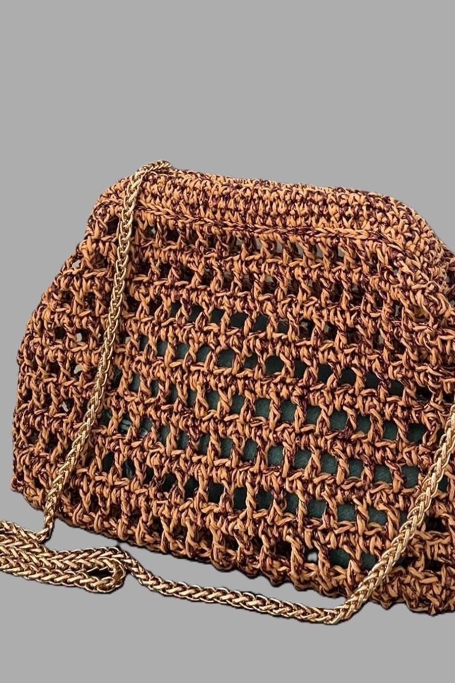 Crochet Pouch Glitter Clutch Bag