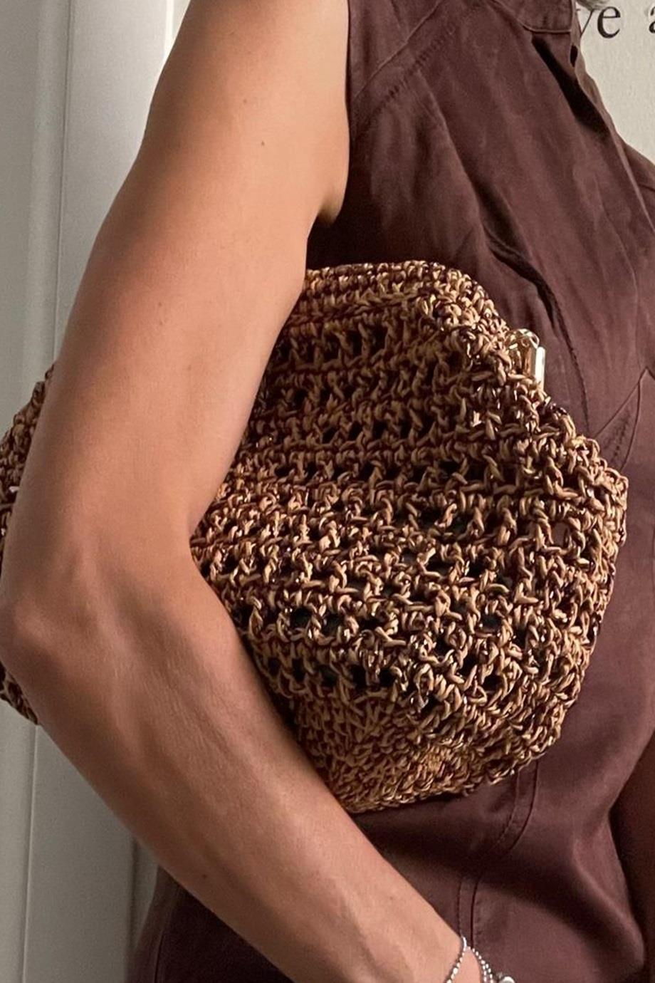 Crochet Pouch Glitter Clutch Bag