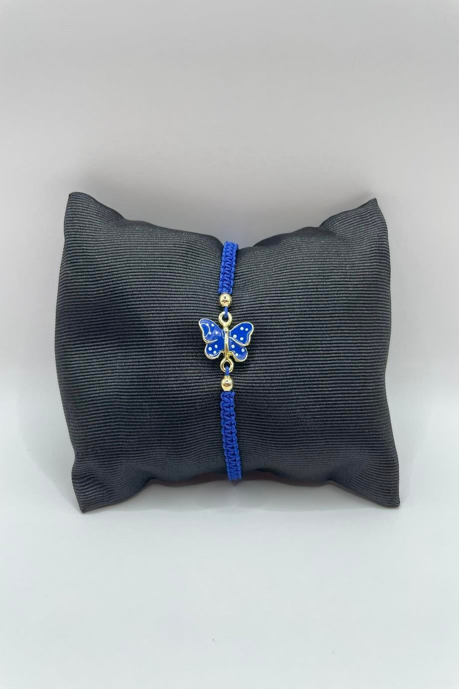 Dainty Blue Enamel Butterfly Bracelet 