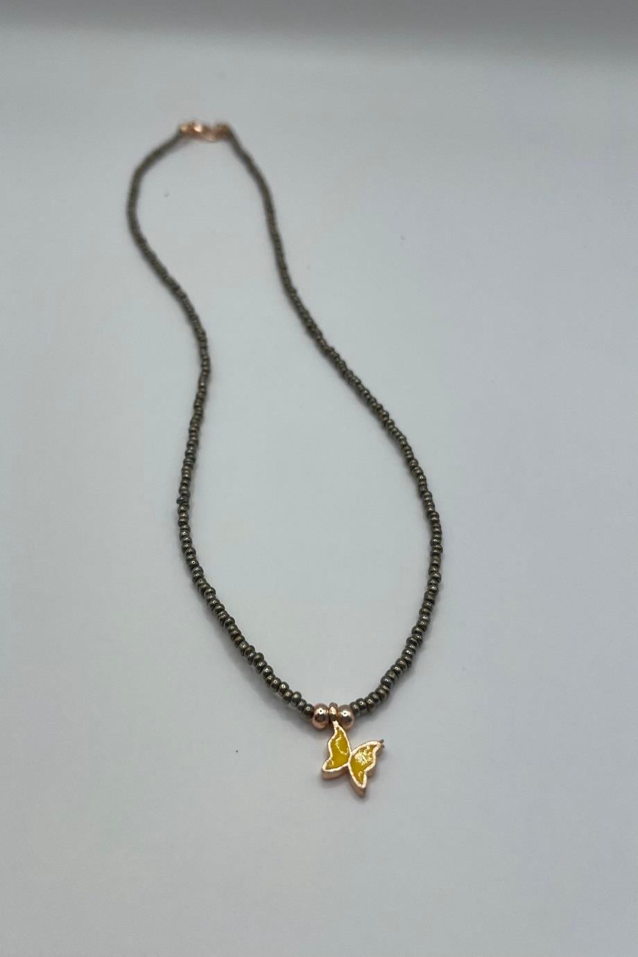 Dainty Yellow Butterfly Necklace for Women