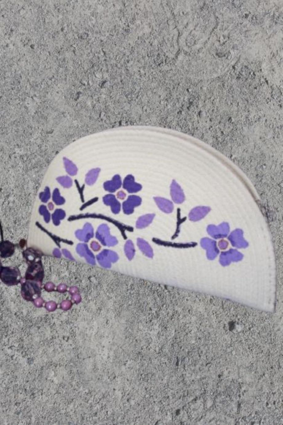 Dreamy Purple Flowers Handpainted Clutch
