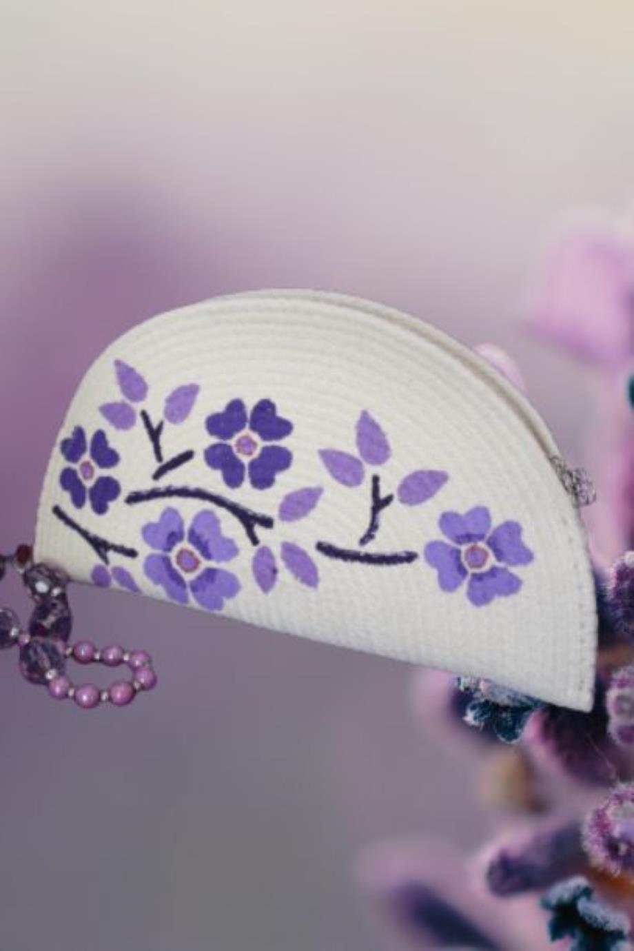 Dreamy Purple Flowers Handpainted Clutch