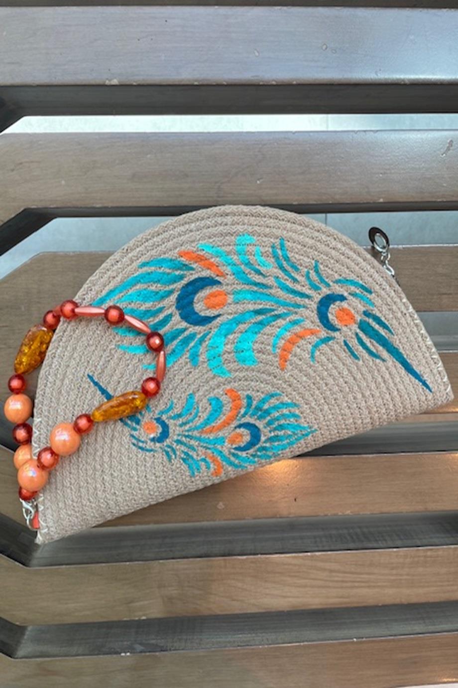 Elegant Peacock Feather Clutch Bag