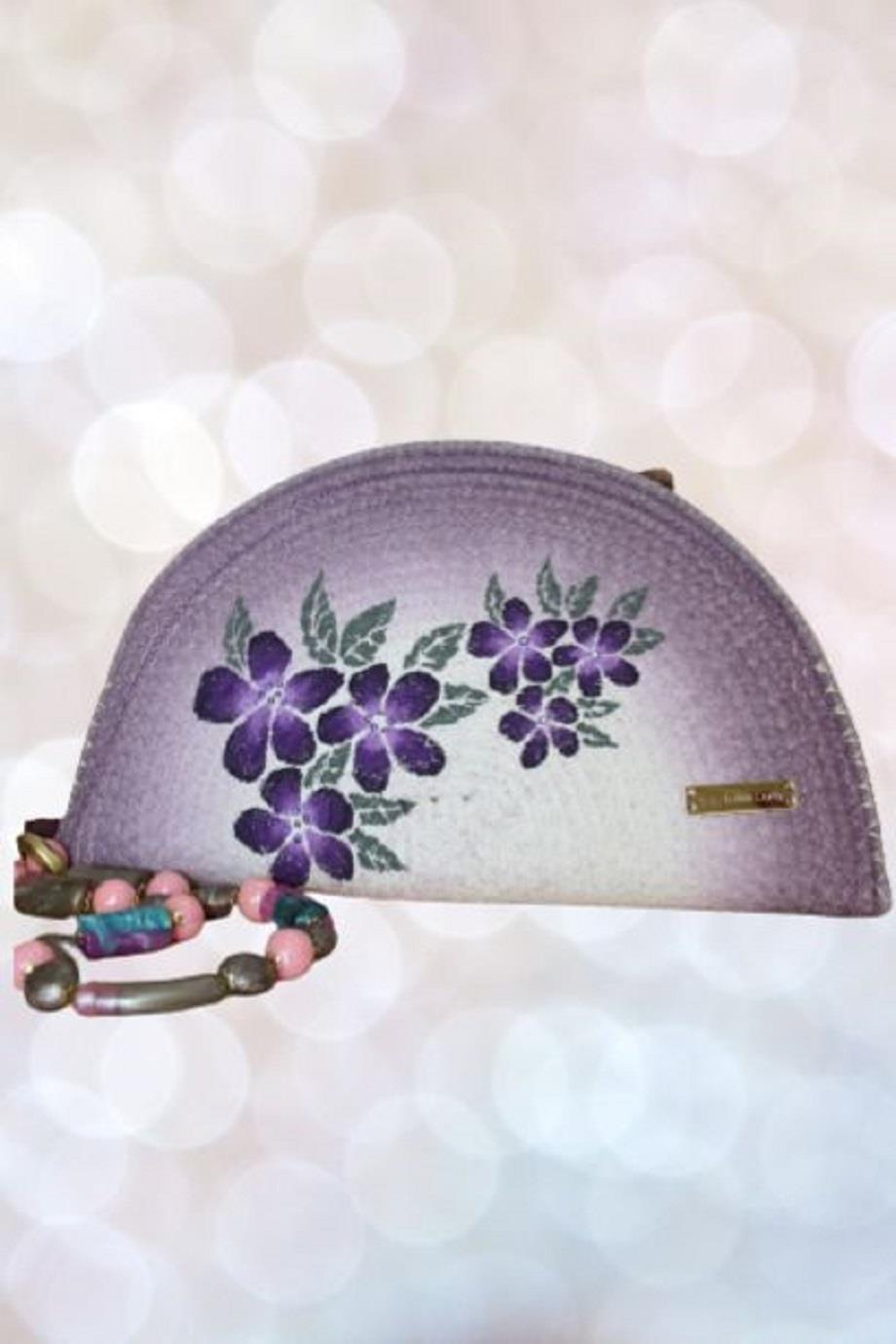 Exclusive Purple Flowers, Handmade Clutch