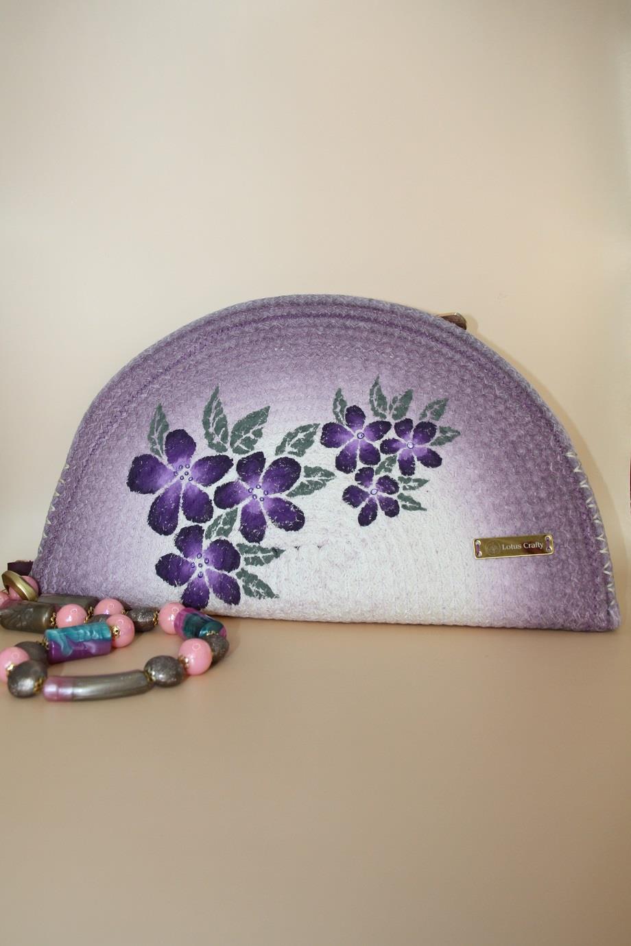 Exclusive Purple Flowers, Handmade Clutch