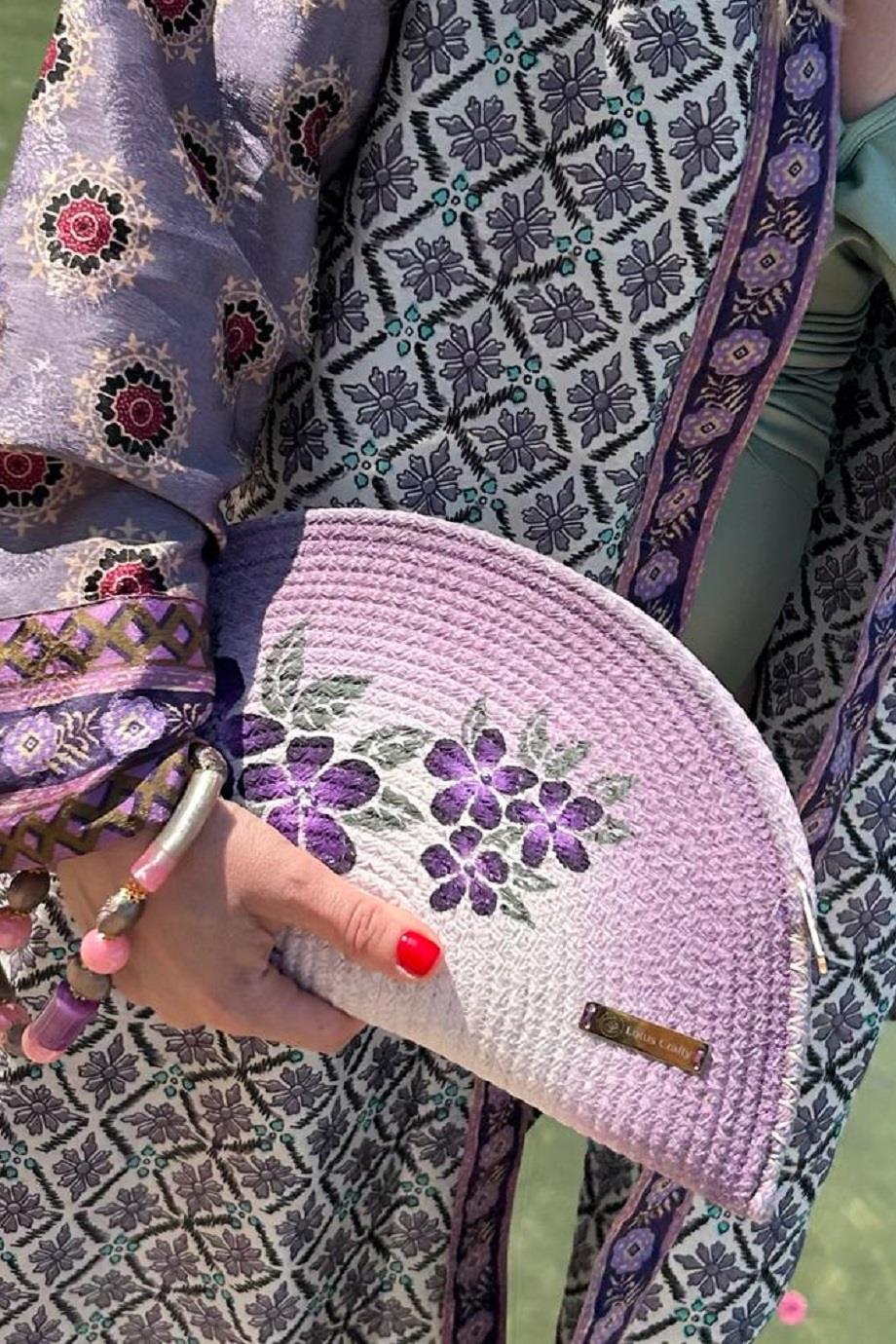 Exclusive Purple Flowers, Handmade Clutch