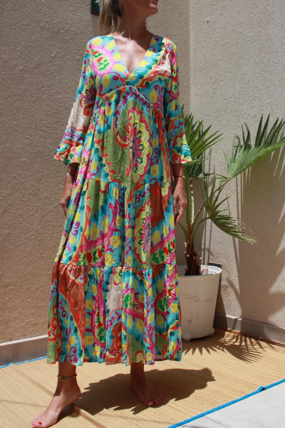 Floral Design Crepe Maxi Dress