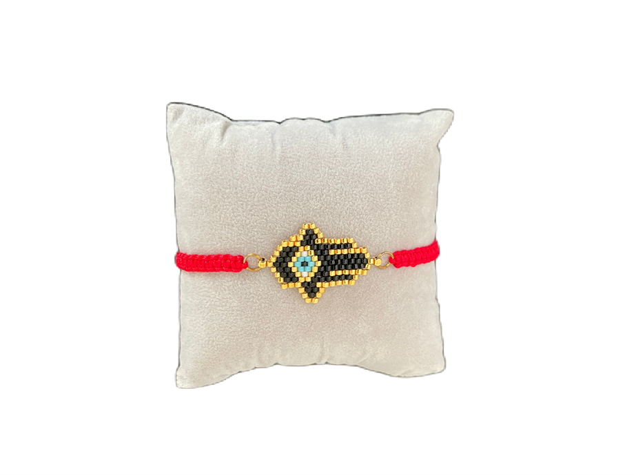 Hamsa Hand Evil Eye Makrome Miyuki Bracelet 