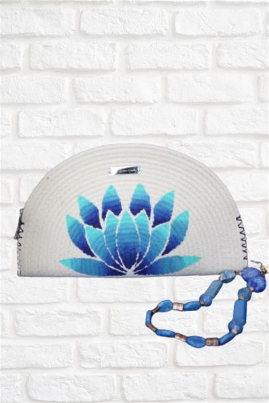 Hand Painted Blue Lotus on The Clutch