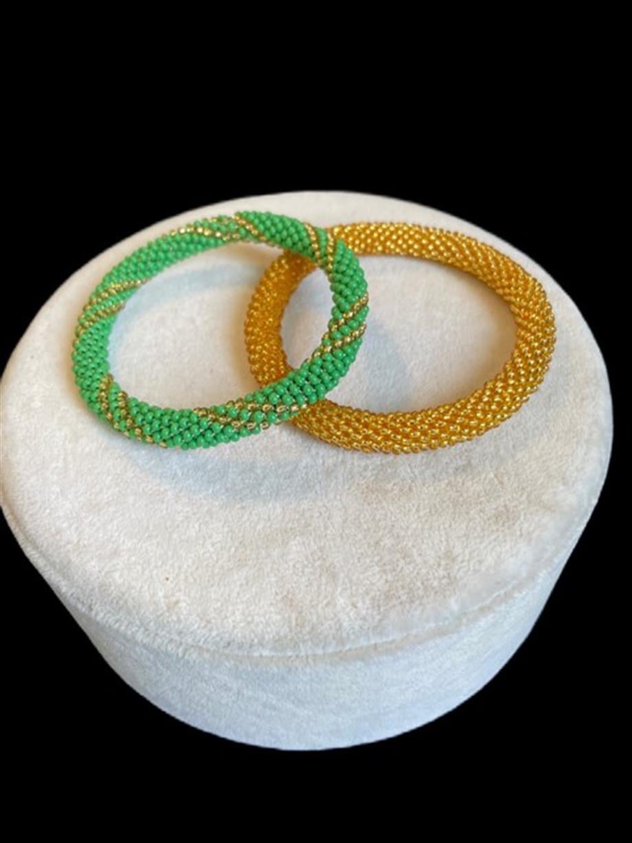 Knitted Handmade Bracelet, Set of 2 Shining Helix 
