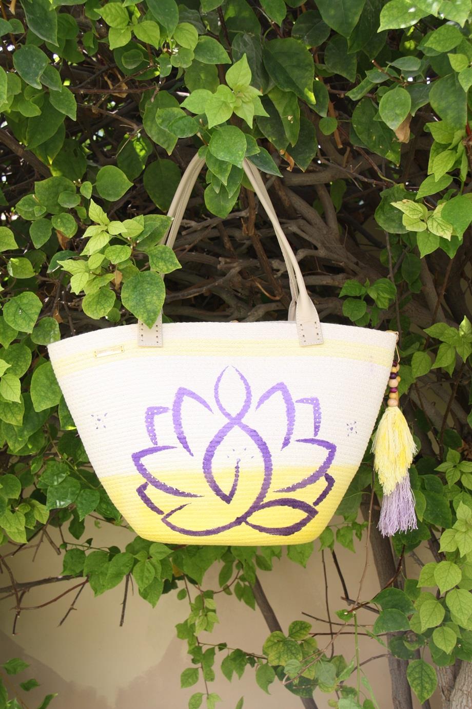 Lotus Power Handmade Tote Bag