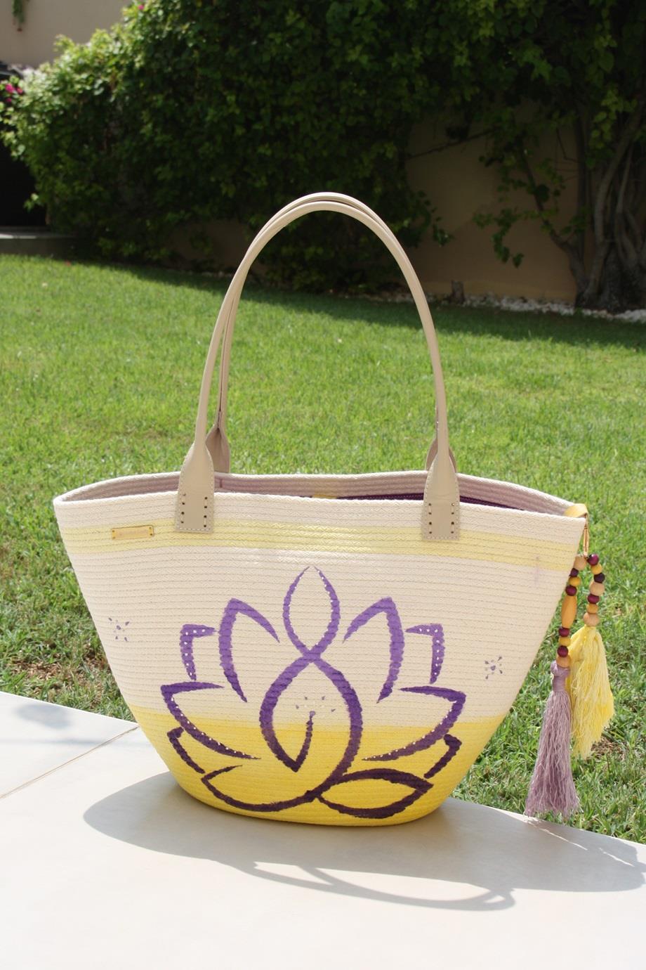 Lotus Power Handmade Tote Bag
