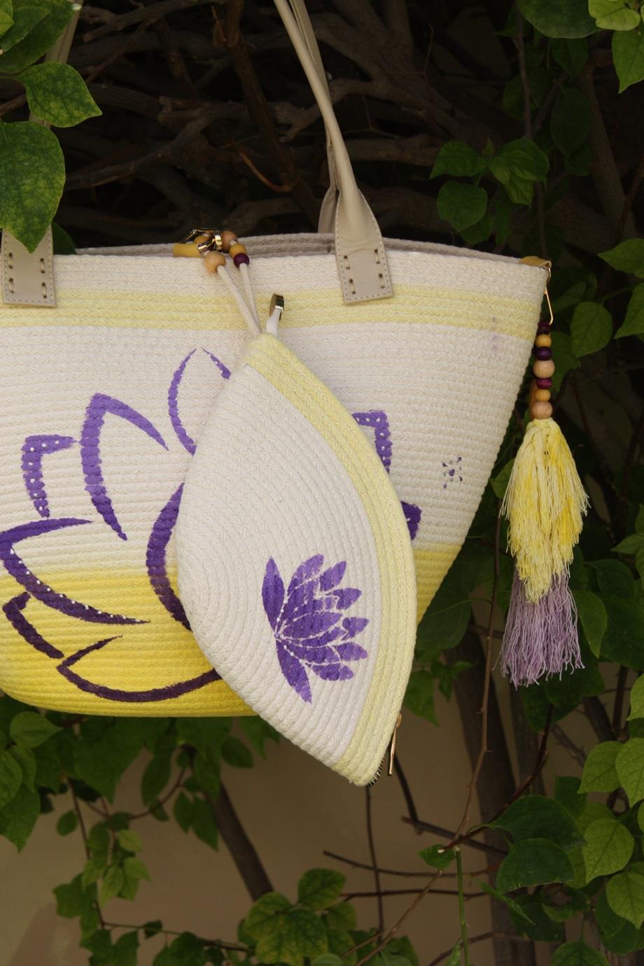 Lotus Power Handmade Tote Bag